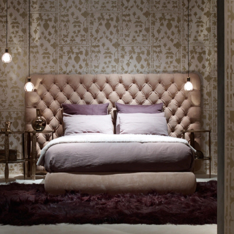 Italian normcore pull-button widescreen bed frenchretroclassy master bedroom bed large apartment floor-standing 1.8m double wedding bed