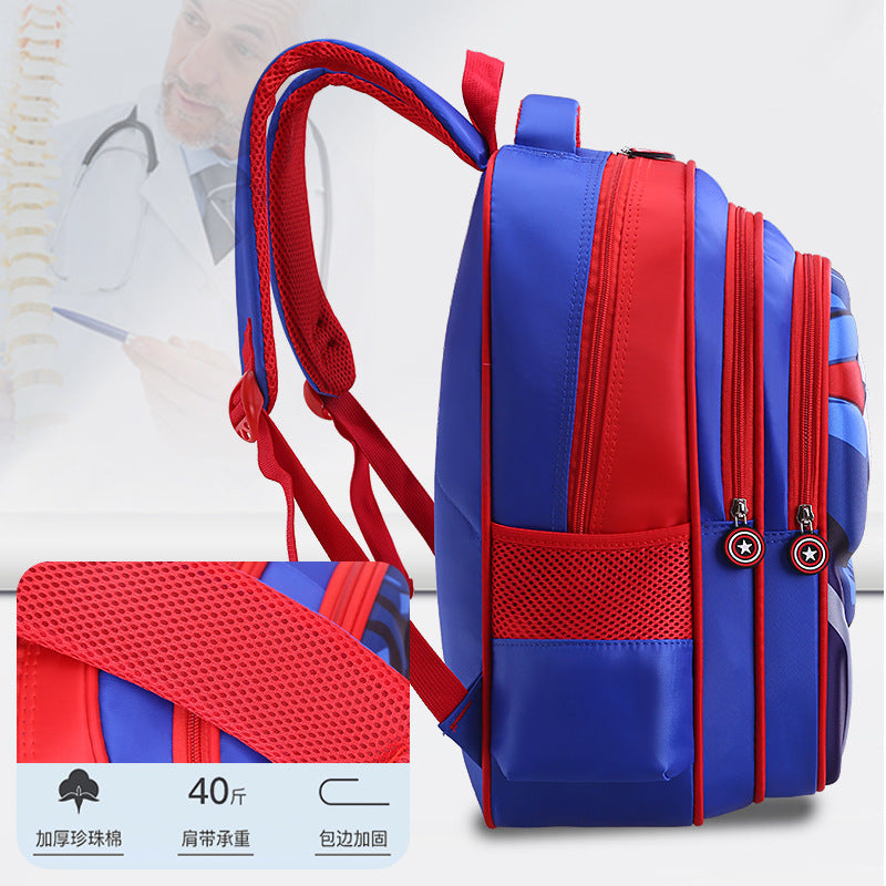 Kids' muscle design backpack - elementary school, grades 1-6, boys' cartoon backpack, breathable and lightweight