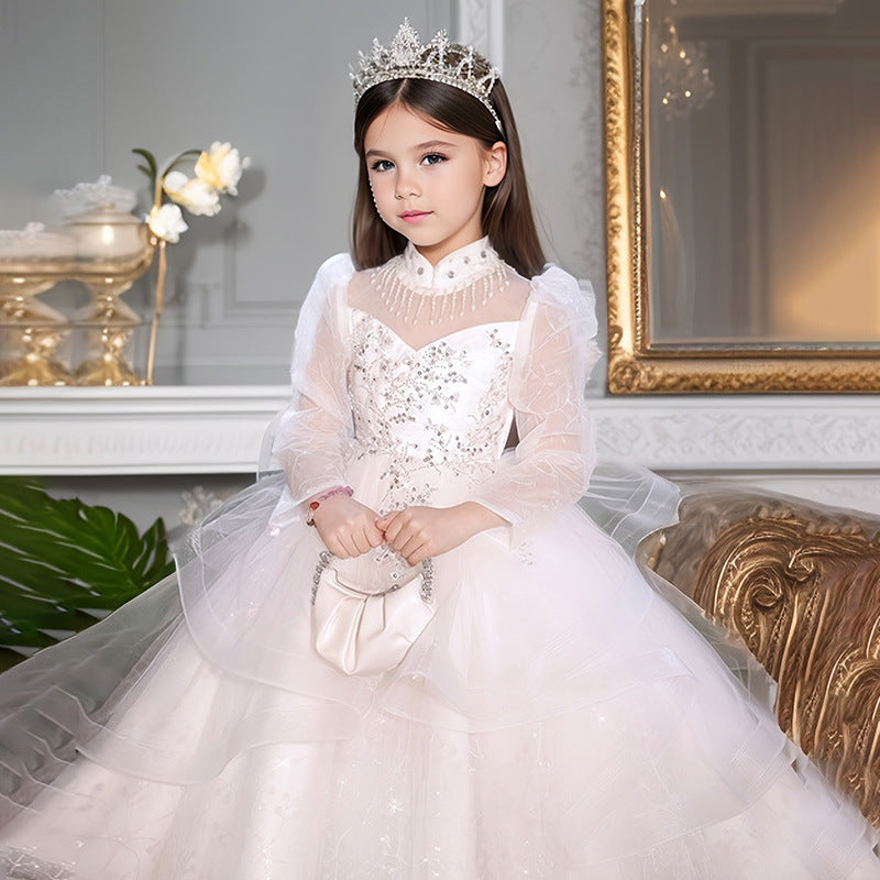 European and american style girls' dresses - princess gowns for piano recitals, hostess performances, little girl runway shows, and birthday parties - in stock