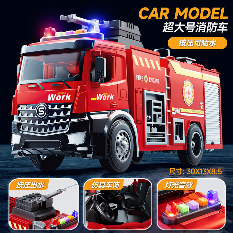 Kidsartificial city ladder fire truck toy boy engineering vehicle sanitation sprinkler inertia sound and light car model