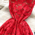 Luxury style sleeveless dress for women - summer mesh lace, cinched waist design, mature & chic, queen bee mini dress