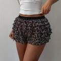 summer new arrival: cross-border leopard print tiered ruffle shorts - low-rise, spicy girl style, sweet & cool, slimming cake pants