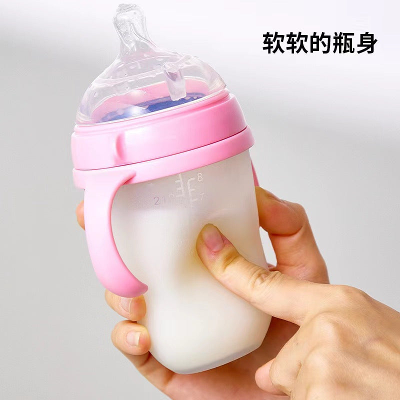Cross-border baby silicone bottle weaning artifact baby anti-flatulence belt handle Silicone babybottles