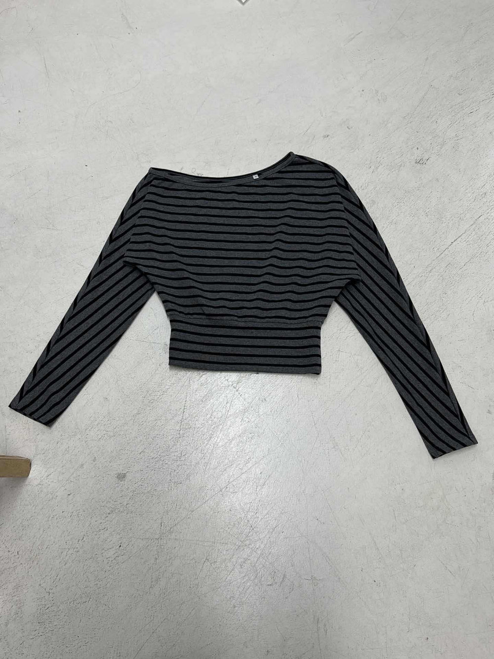 American retrostripesprintingloose shoulder t-shirt women's autumexporteasiest for matchins waist new arrivaltops
