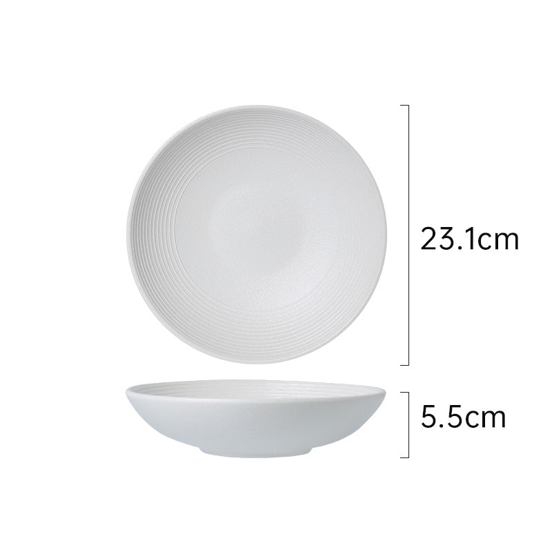 Vintage creative ceramic dinnerware western plate home frosted line ceramic dish hotel restaurant business plate
