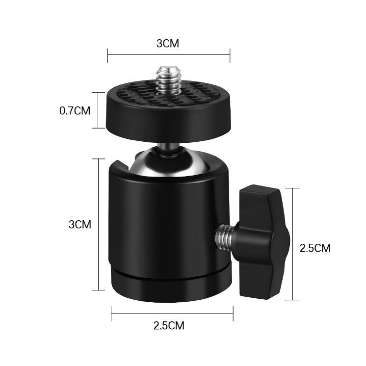 Metal universal mini gimbal mobile phone live broadcast tripod three-hole gimbal 360 ° rotating spherical gimbal
