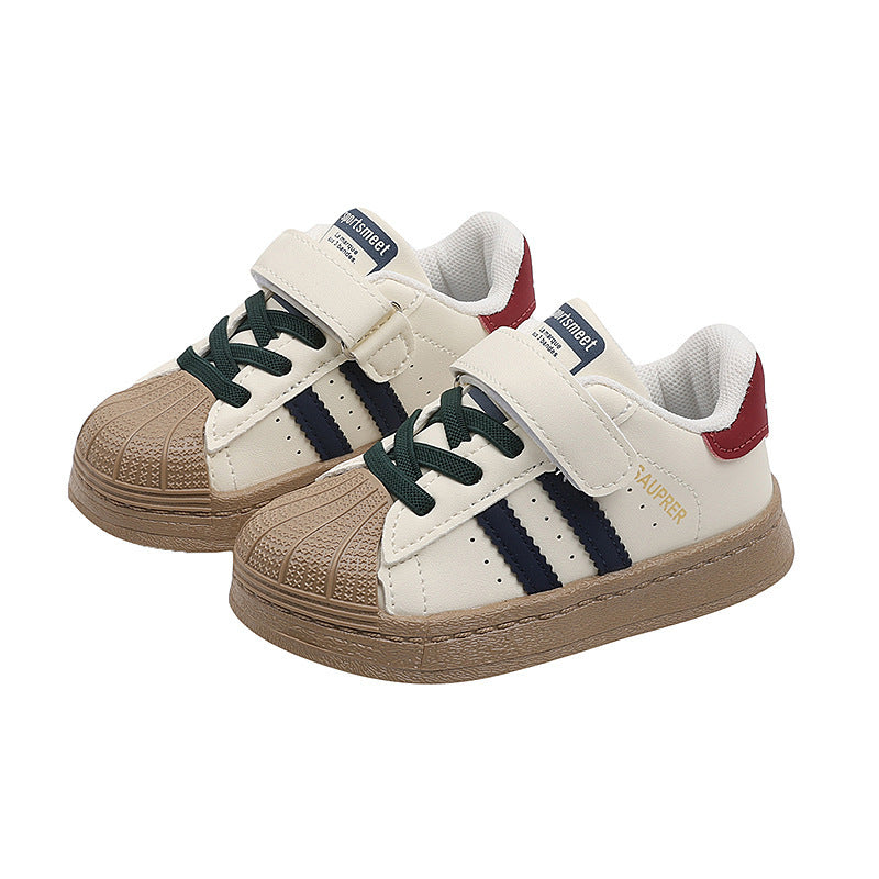 Vancahao girls breathable toddler shoes non-slip sports white shoes boys shell toe sneakers baby agan shoes