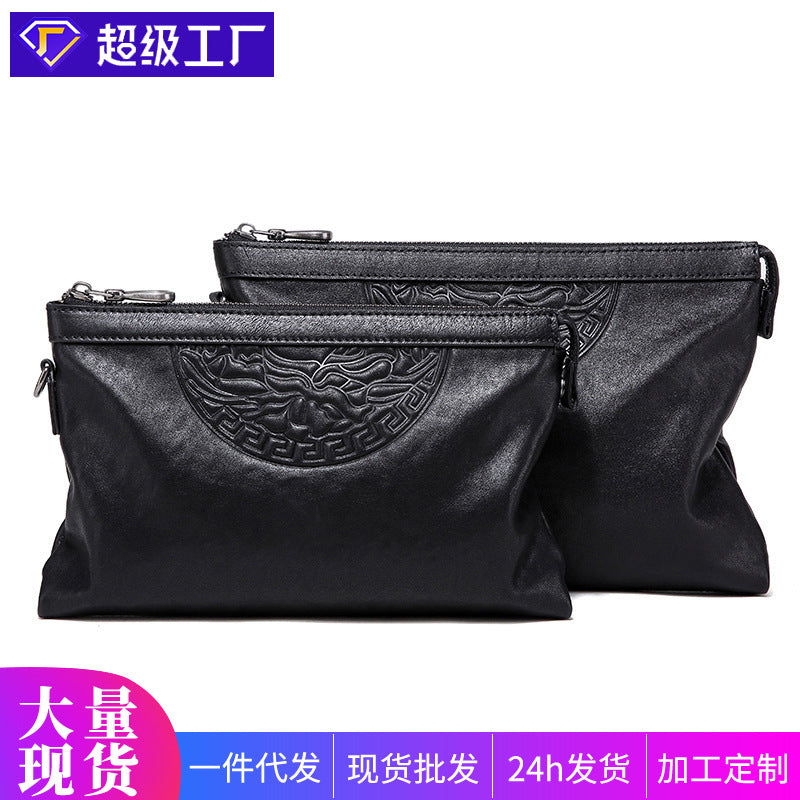 Leather men's bag business casual men's cowhide clutch envelope bag fashion large capacity clutch bag men's bag bag