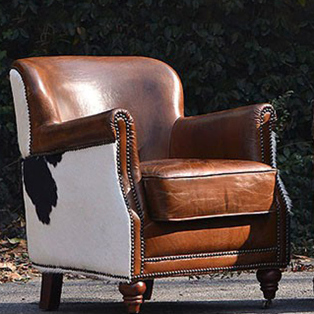 American retro cowhide denim luggage storage cabinet living room side table bedside table suitcase coffee table french medieval style