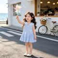 Girls' sleeveless pleated skirt summer  new style baby girl chic sweet cute embroidered sailor collar dress
