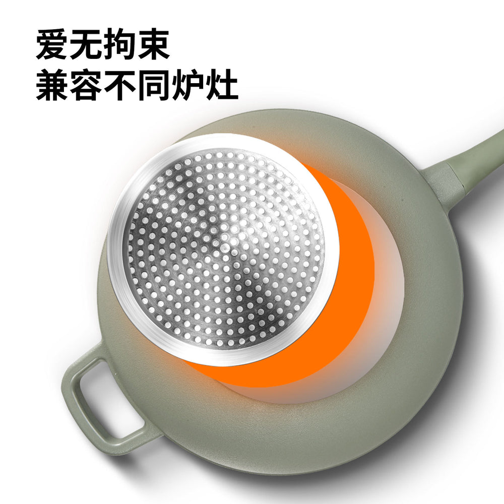 Lanya complete set with steamer for home wok clay health pot induction cooker neutral cooking pot aluminum non-stick pan