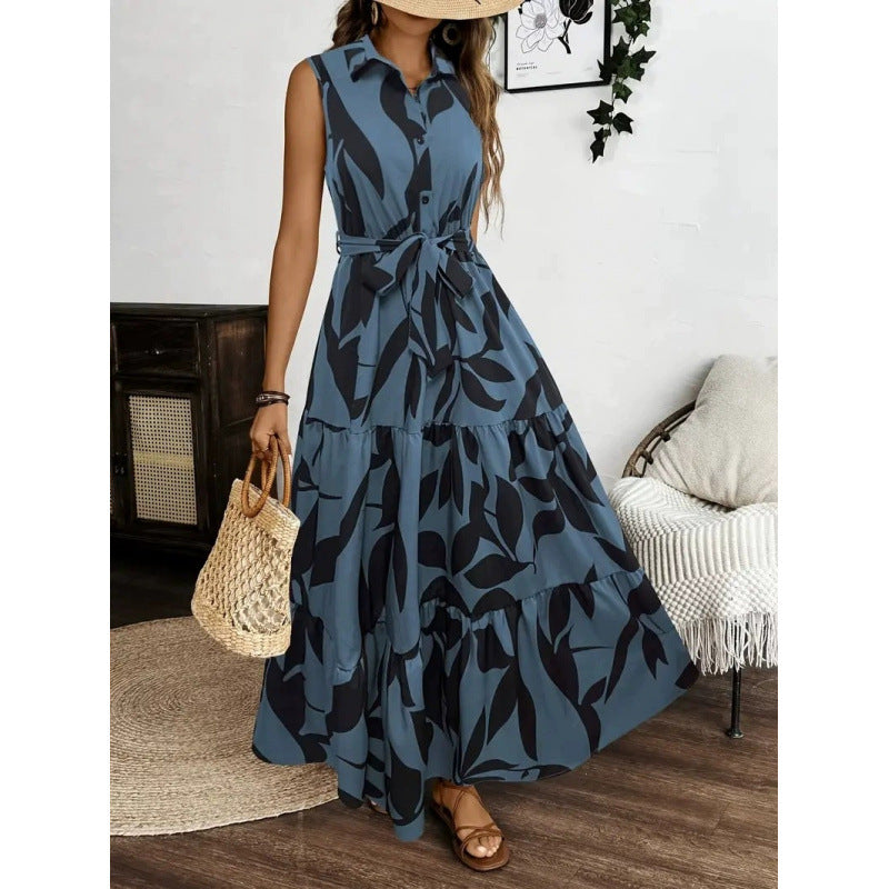 Shipped:  hot-selling women's printed maxi dress for european and american cross-border e-commerce independent stores - export quality