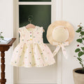 Girls' summer dress  new style children's skirt cherry little girl chic princess dress kids' clothing with hat