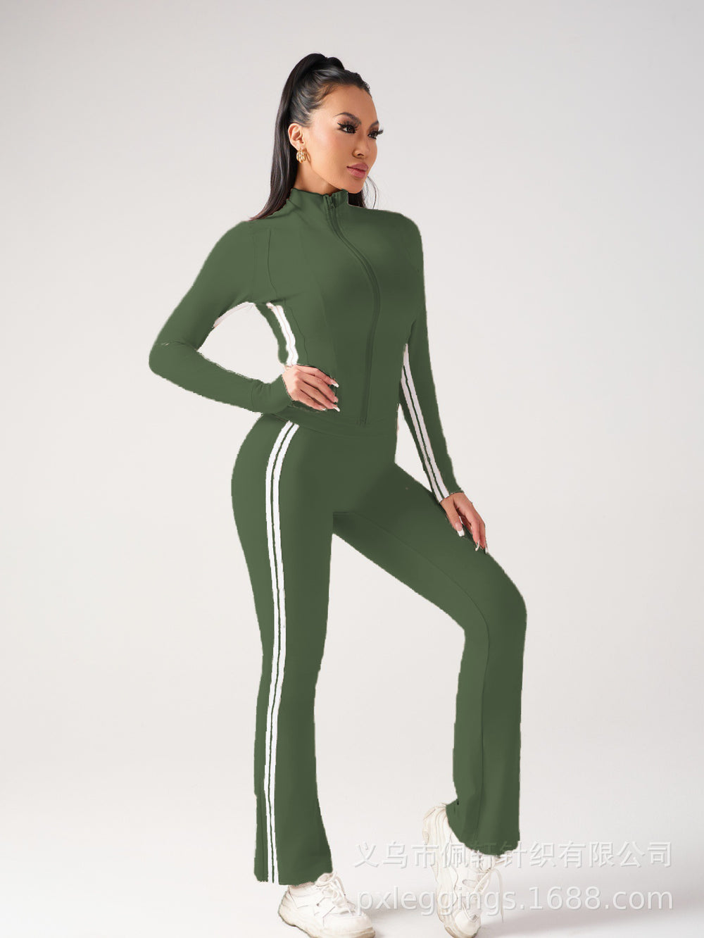 Two-piece color block yoga set for women - autumn casual versatile outdoor running fitness activewear