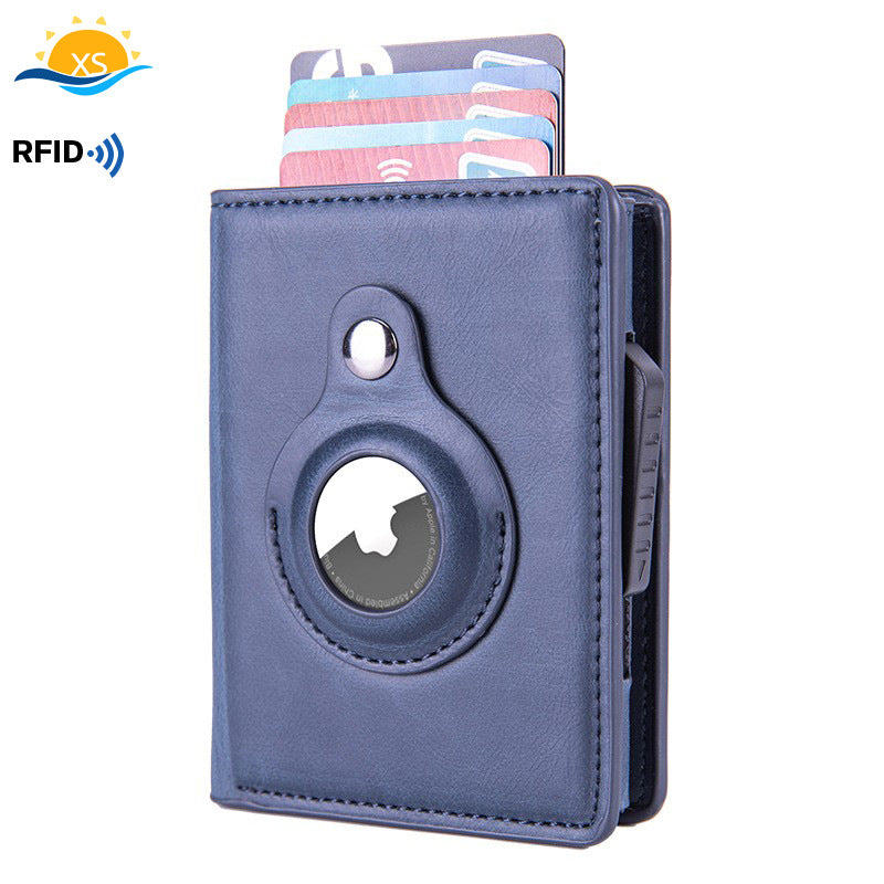 new RFID Apple tracker case airtag locator card box Crazy Horse carbon fiber card bag