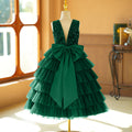 European and american cross-border custom girls' dresses, tutu skirts, little girl's cake skirts, performance costumes, deep v-back with 3d butterfly detail