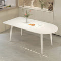 Modern minimalist light luxury table peninsula pure white rock slab dining table and chair set, home small apartment cream style dining table