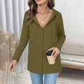 fashion cross-border women's spring fall and winterloose zipper long sleeves hooded tops casual cardiganoutwear