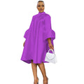 Am210613 bell sleeve button cardiganloose plus size women's dress party dresses