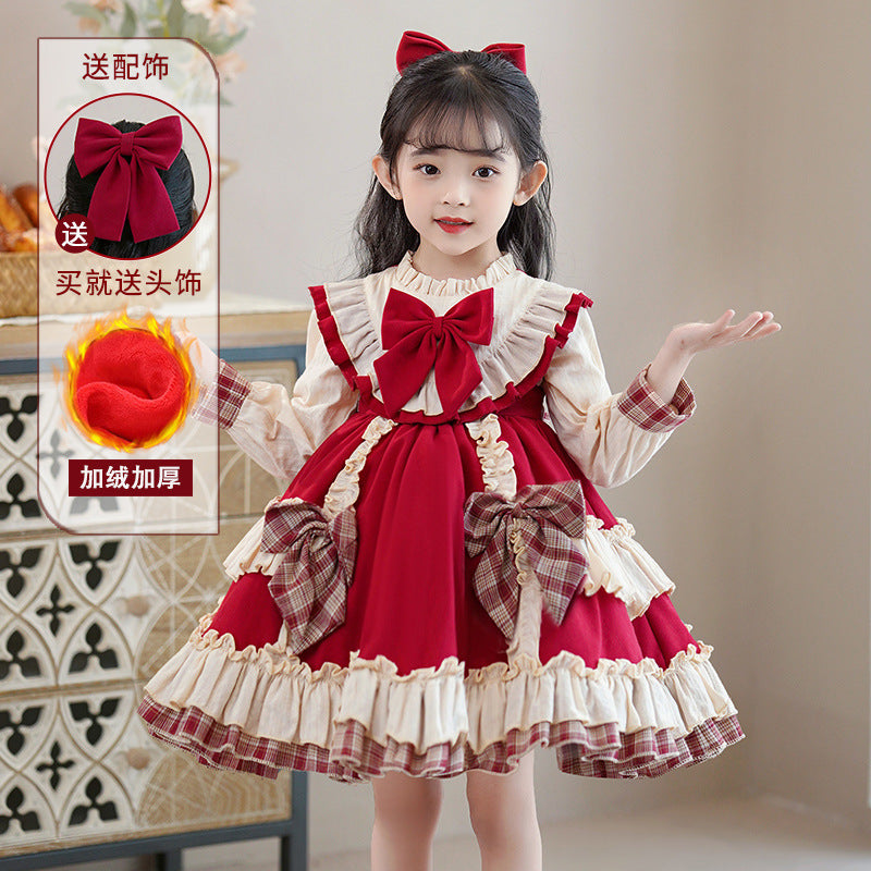 Ready-to-ship wholesale lolita dresses for girls,  new style, trendy red birthday tutu dress, baby girl lolita dress