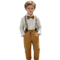 Children's spring new korean style long-sleeved striped shirt overalls bow birthday first birthday dress kids shirt