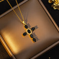 X8261-gold black zirconium necklace