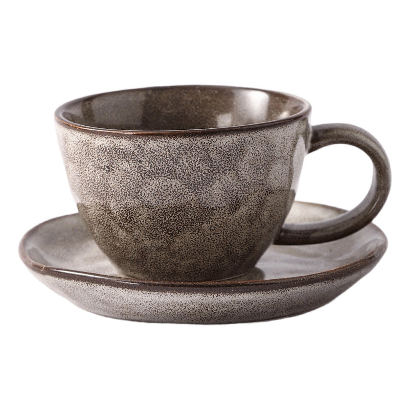 Retrostylish ceramic coffee cup and saucer kiln wind stone ceramic mug office for home afternoon tea cup