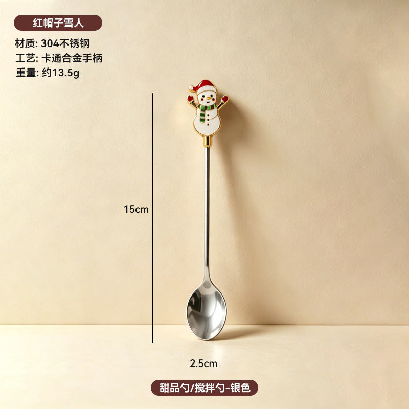 304 stainless steel luxury style creative christmas tableware coffee spoon afternoon tea dessert spoon fruit fork wholesale