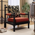 Solid wood fabric chair medieval style living room chair sofa bedroom american pearl chair single retro pearl chair french style