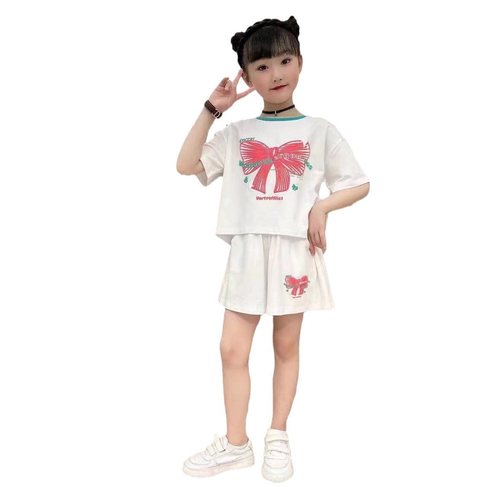 Girls' summer outfit set  new korean style chic kids summer little girl trendy fashionable children's two-piece set