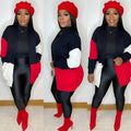 European and american cross-border women's clothing:  &  street style color block knit cardigan long sleeve sweater jacket