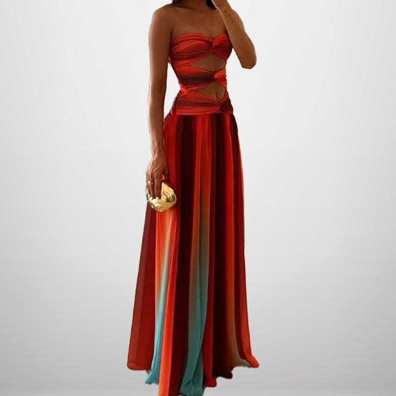 cross-border e-commerce women's fashion: new european and american summer styles - sexy bandeau cutout vacation dress