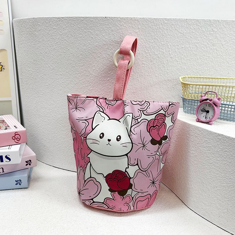 Kids hand-held lunch bag cute forest style lightweight work satchel bag for mothers to travel large capacity canvas bucket bag