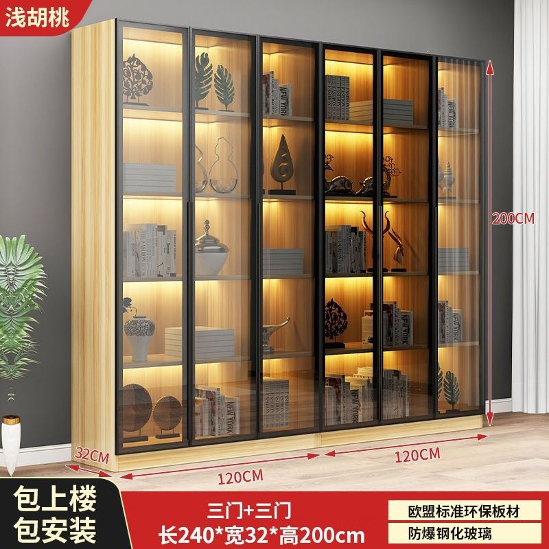 Casual glass door bookcase combination floor-standing display cabinet accessible luxury living room figure gundam storage wine cabinet