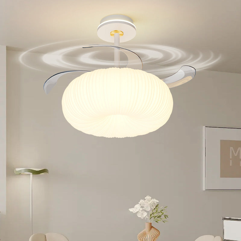 [Strict Selection] Ceiling Fan Light Cream Wind New Room Fan Light Simple Modern Bubble Dining Table Chandelier