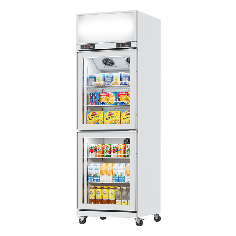 Hual vertical freezer single door double temperature preservation display cabinet refrigerator commercial milk meat food refrigerated freezer