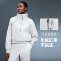 Women's fleece-lined half-zip high neck pullover sweatshirt - autumn/winter warm outerwear top - d25131