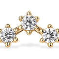 Versatile cross-border fashion minimalist earrings - symmetrical three-leaf clover design, premium micro-paved cubic zirconia stud earrings, copper plated