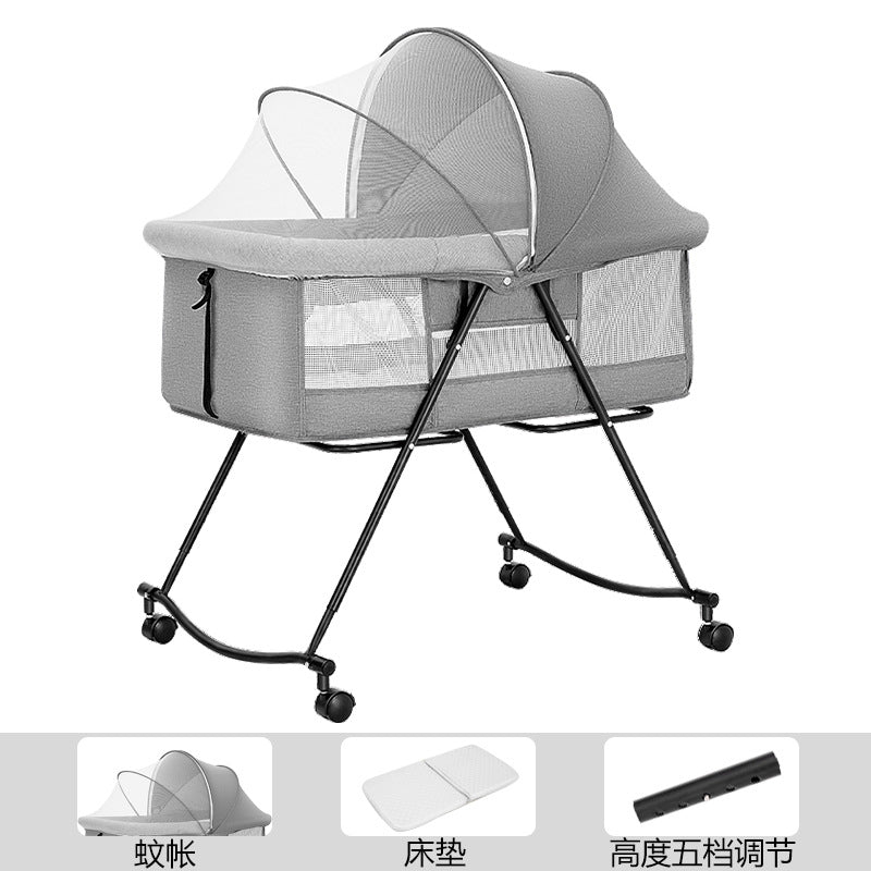 Foldable and portable bassinet crib - newborn bed, cradle, baby rocker, multi-functional splicing bed for big kids