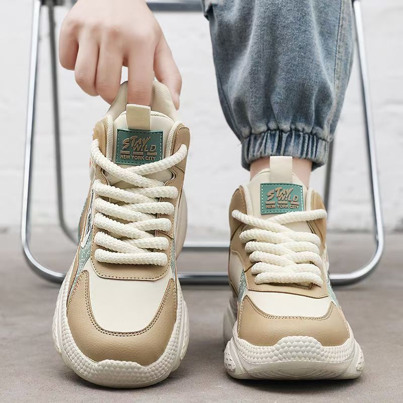 Popular men's shoes 2025 spring high-top basketball sneakers men's youth trendy brand running dad shoes to increase height