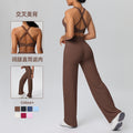 fashionpure color double-sided brushed back cross sports intimates yoga suit running fitness two-piece set