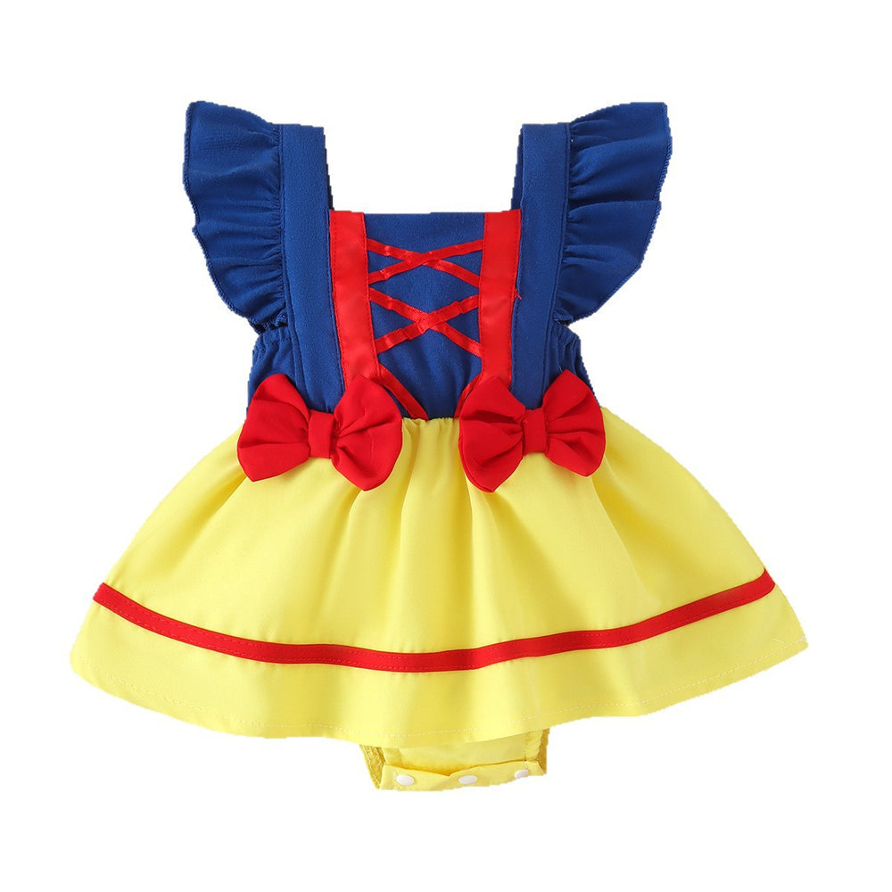 Children's clothing cross-border european and american girls blue red yellow flying sleeve dress children's clothing khaki