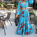 C8467  summer new fashion sexy printed tie-up top and midi skirt european and american two-piece outfit