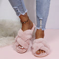 2024 source manufacturer cross stuffed slippers fall and winter new arrival indoor heattech cotton slippers thickened leaky toe furry slippers