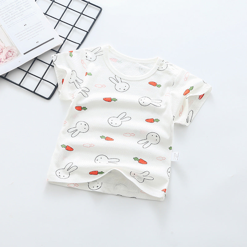 Baby short-sleeve t-shirt, summer infant top, 100% cotton, 0-4 years old, toddler summer outfit, boys' and girls' short-sleeve undershirt, trendy style