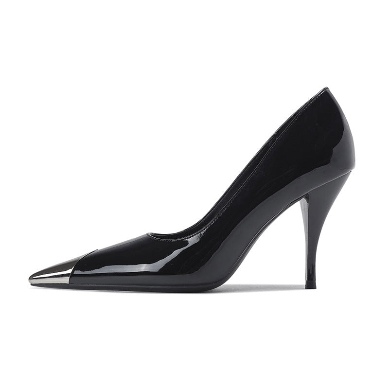 Korean style autumn/winter park chae-young inspired high heels - women's 2026 new design, elegant metallic pointed toe pumps for spring