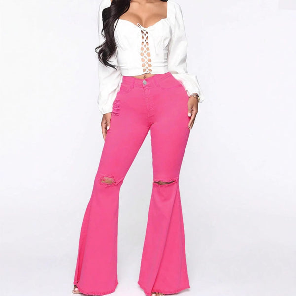 Solid color sexy high waist tight pants European and American fashion European beautiful women jeans