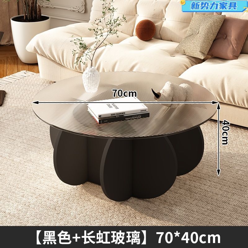 Glass coffee table accessible luxury modern living room for home small apartment casual round popular table normcore pumpkin coffee table