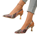 export style 2026 spring fashion pointed-toe high heels, sizes 40-42, patterned low-cut versatile office pumps