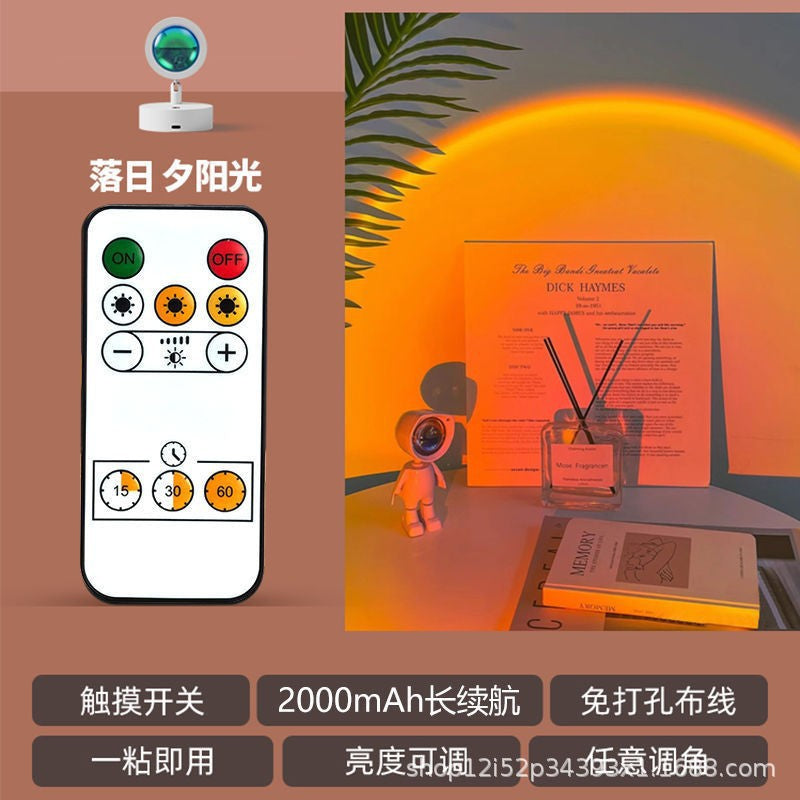 Popular wireless remote control charging sunset lamp sunset lamp wall lamp wiring-free atmosphere background wall decorative painting lamp